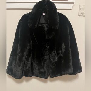Black Faux Fur Coat - Large